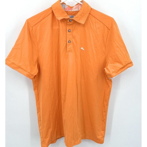 Tommy Bahama Island Zone Polo Mens M Orange Short Sleeve Flip Cuff - Picture 1 of 5